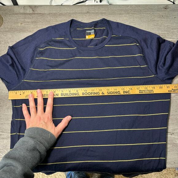 Icebreaker Men's Merino 200 Long Sleeve Shirt Base Layer Blue Yellow Stripe XL - Picture 6 of 8